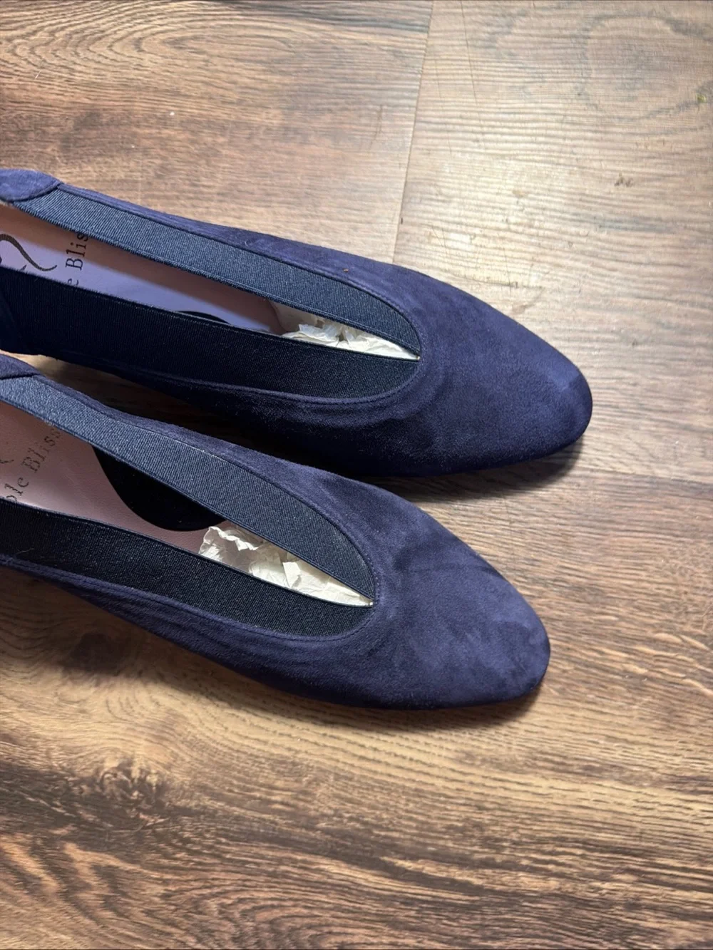 Sole Bliss Mercy Navy Suede Comfort Heels Wide Fit Bunion Friendly 39.5 US 9 New